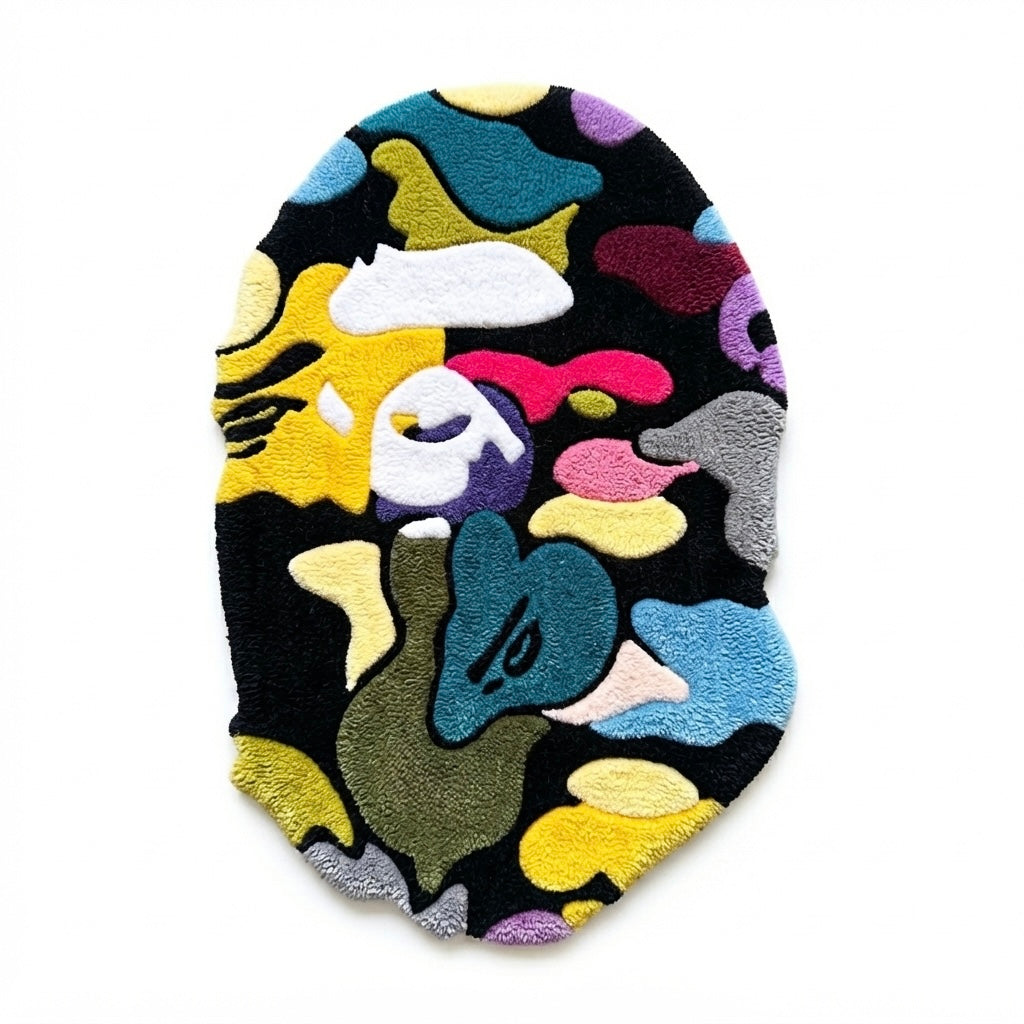 Bape head Multicolor Tufted Rug